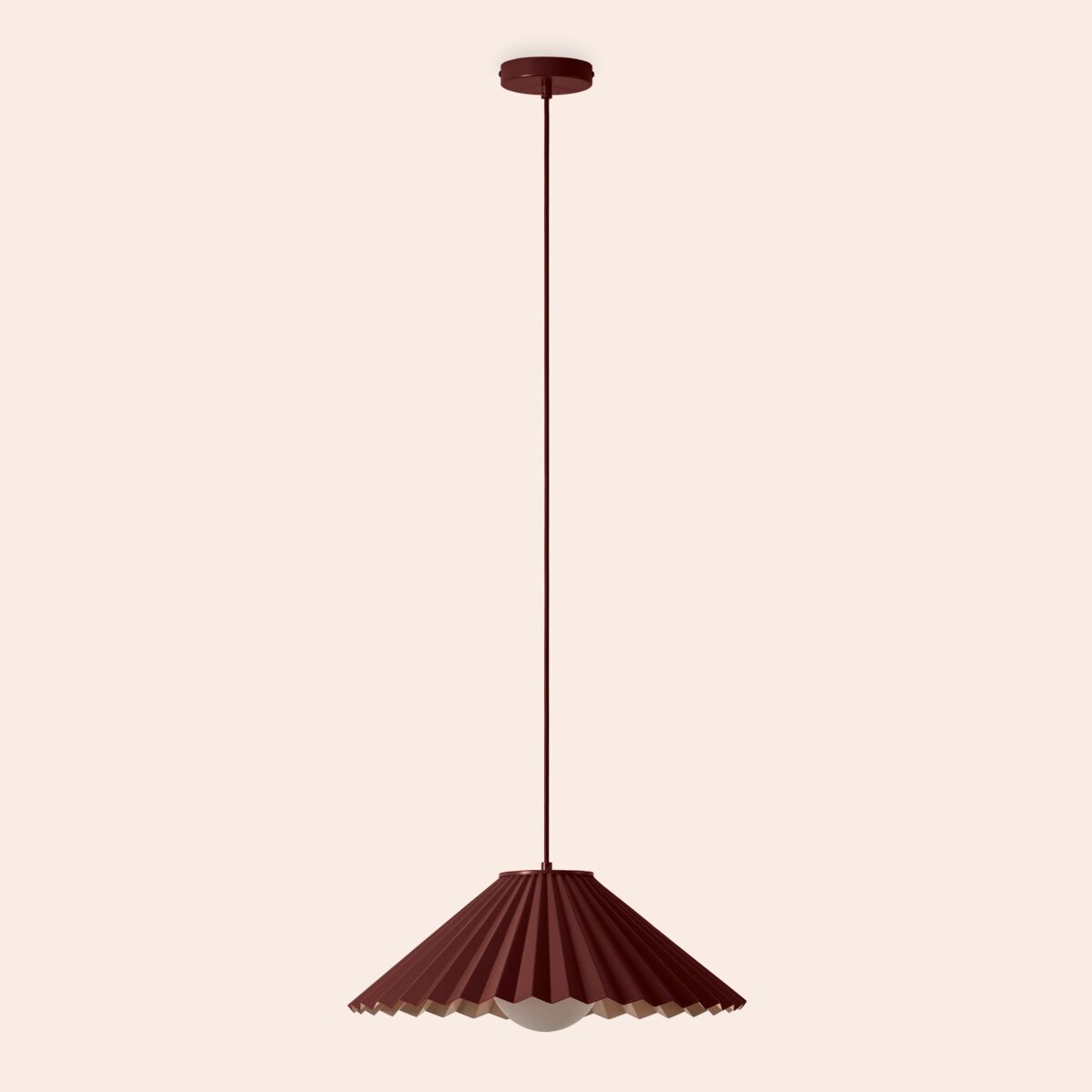 Burgundy large pleat pendant ceiling light - Image 14