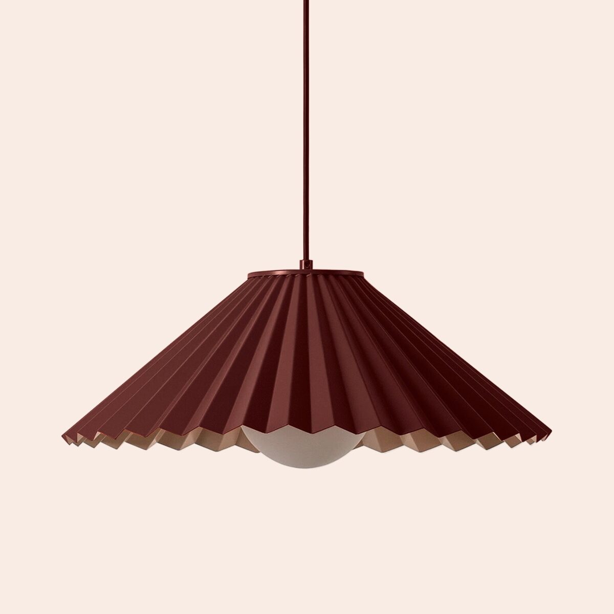 Burgundy large pleat pendant ceiling light - Image 1