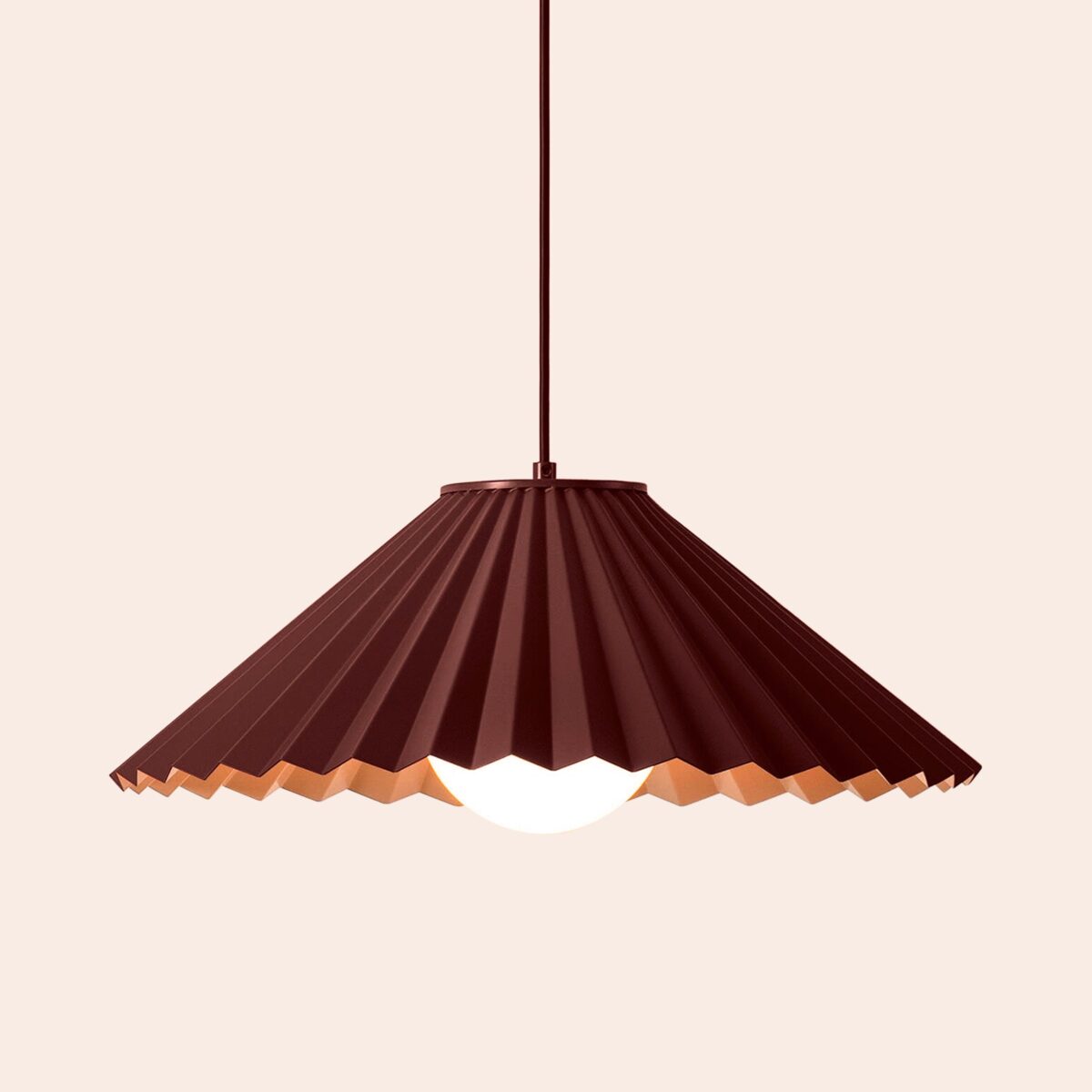 Burgundy large pleat pendant ceiling light - Image 9