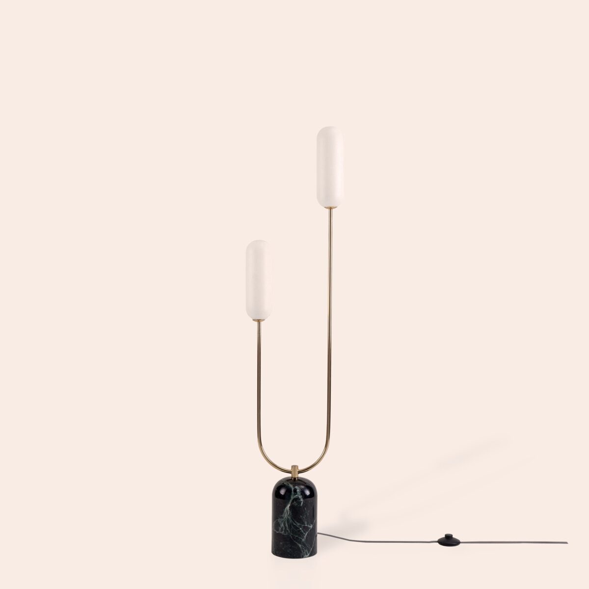 Olive green marble curve floor lamp - Image 1
