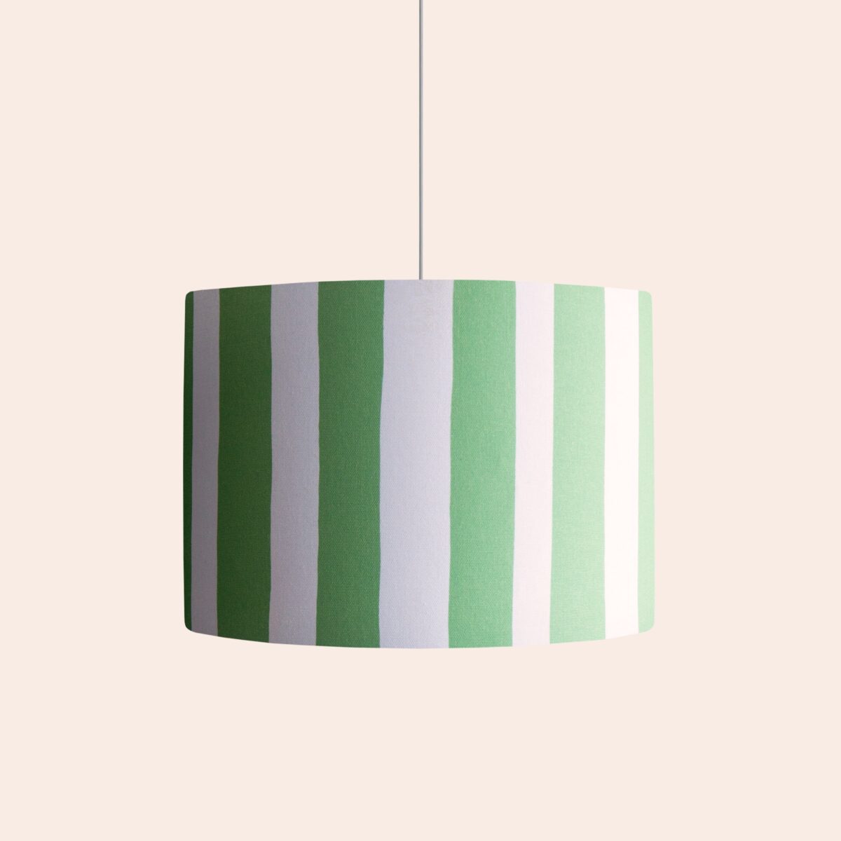 Pool blue & olive green striped drum shade - Image 1