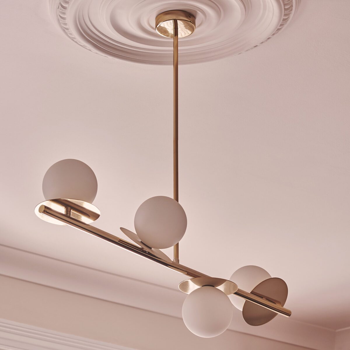 Brass opal disk ceiling light - Image 7