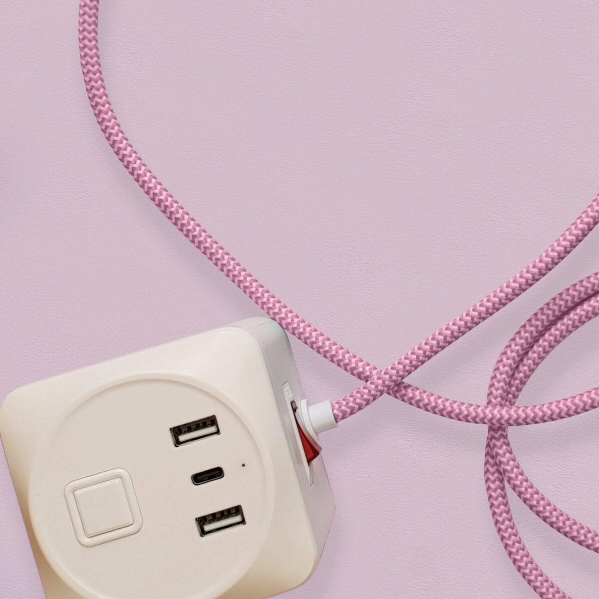 Blossom pink fabric cable extension lead - Image 5