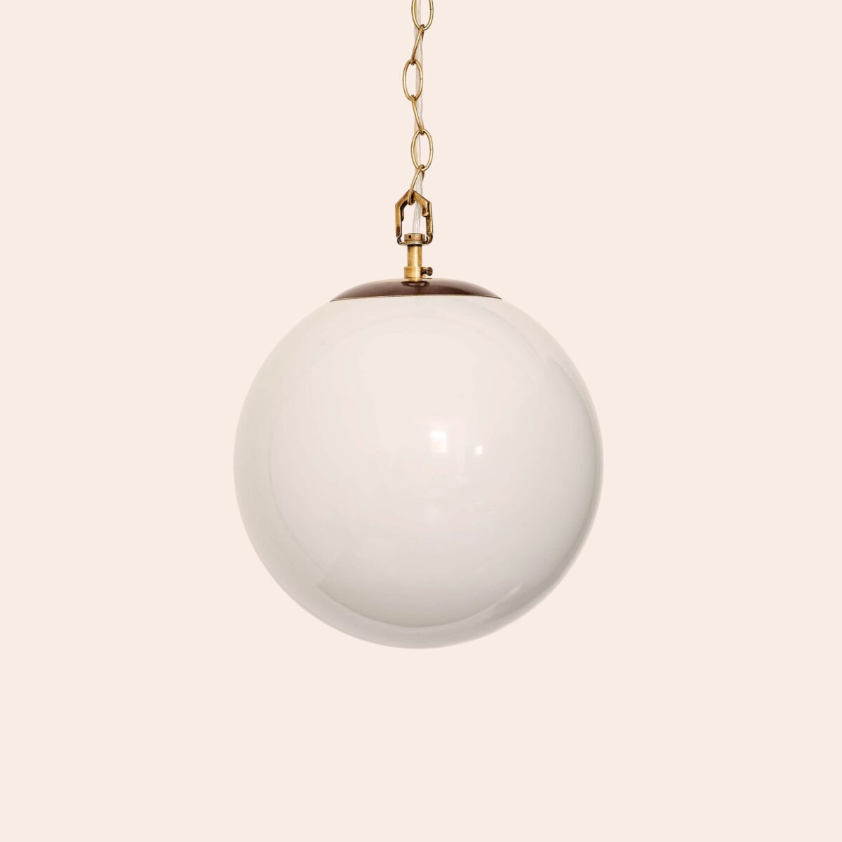 Brass round opaline ceiling pendant - Image 1