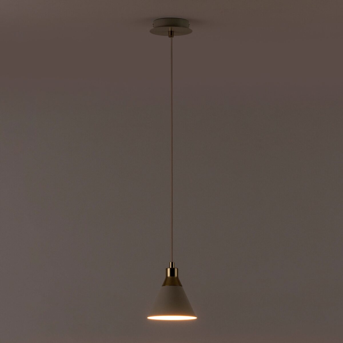 Sand grey cone pendant ceiling light - Image 8