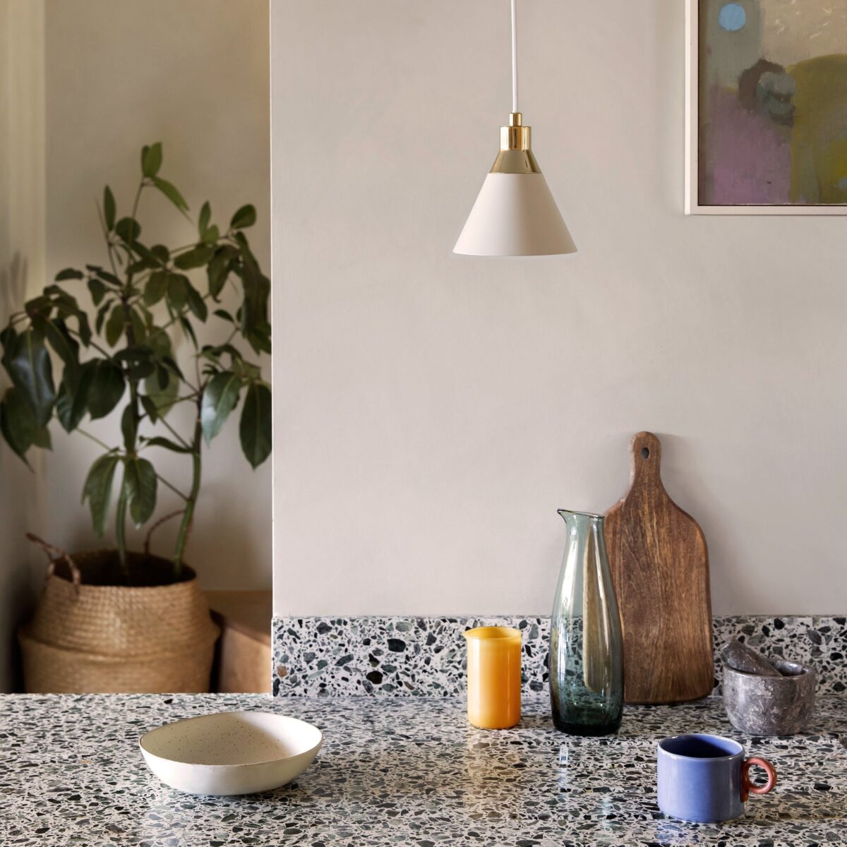 Sand grey cone pendant ceiling light - Image 5