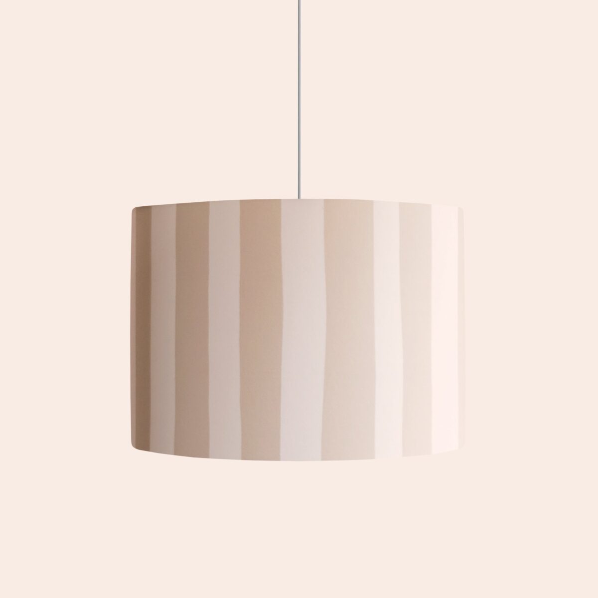 Sand grey & marshmallow striped drum shade - Image 1