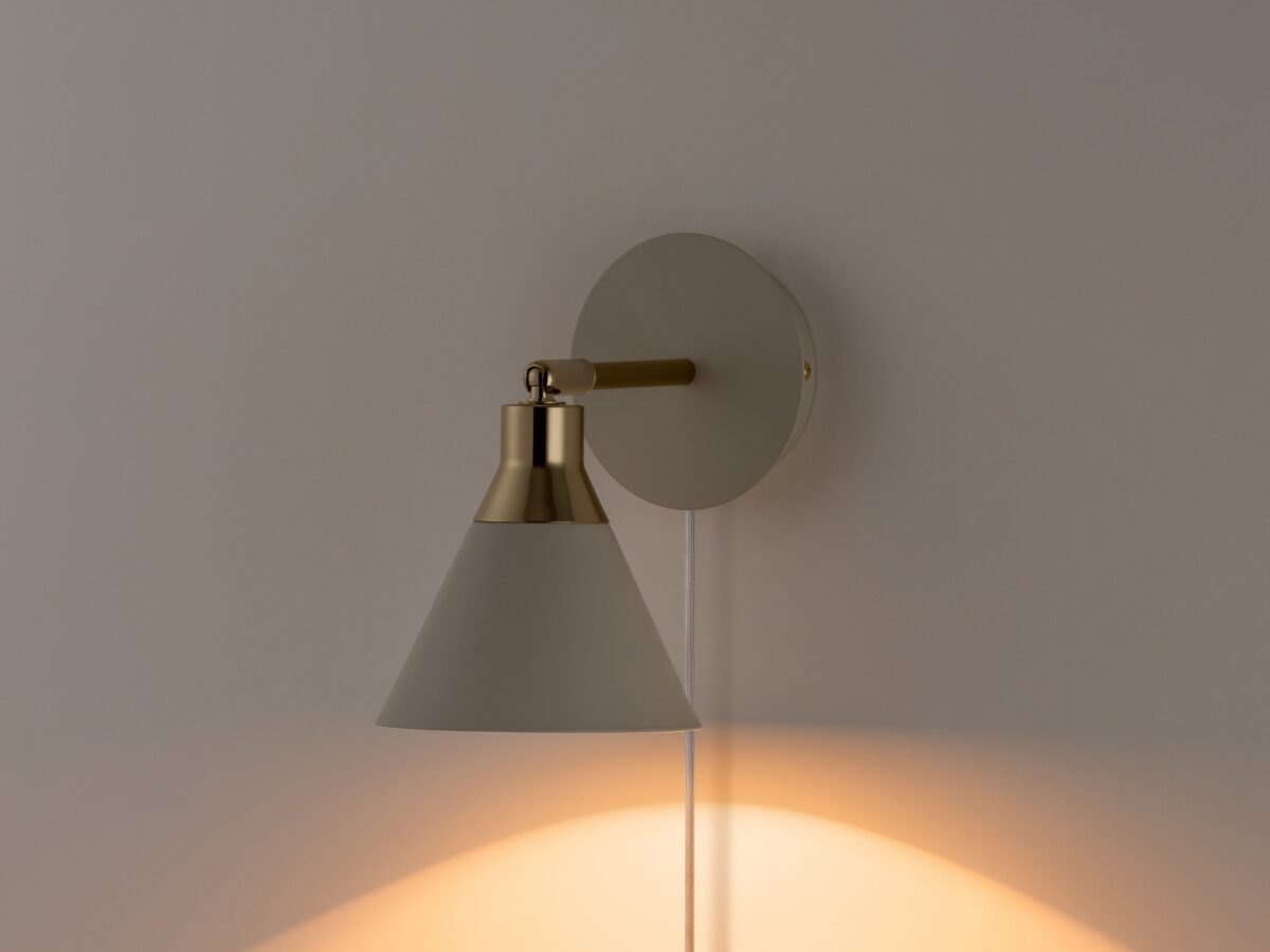 Sand grey cone plug-in wall light - Image 4