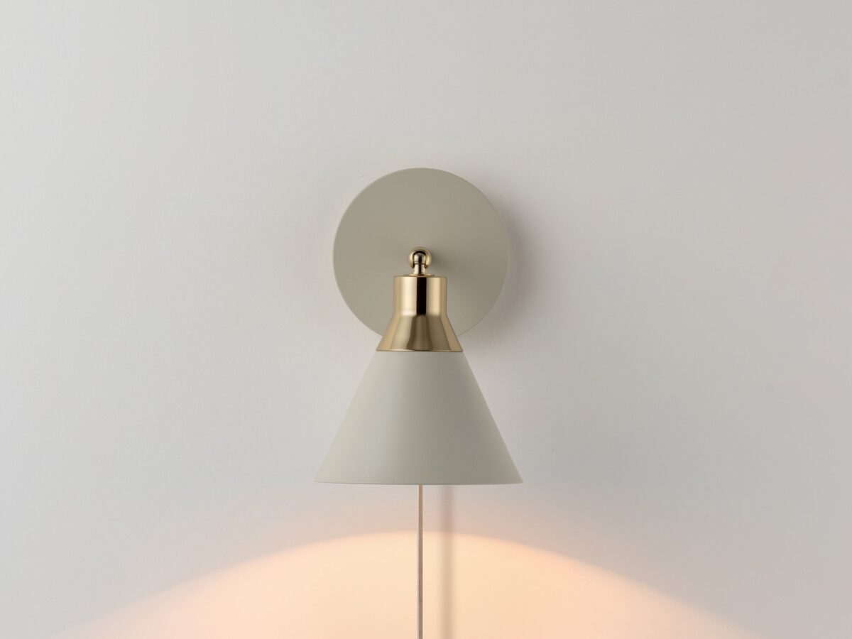 Sand grey cone plug-in wall light - Image 5