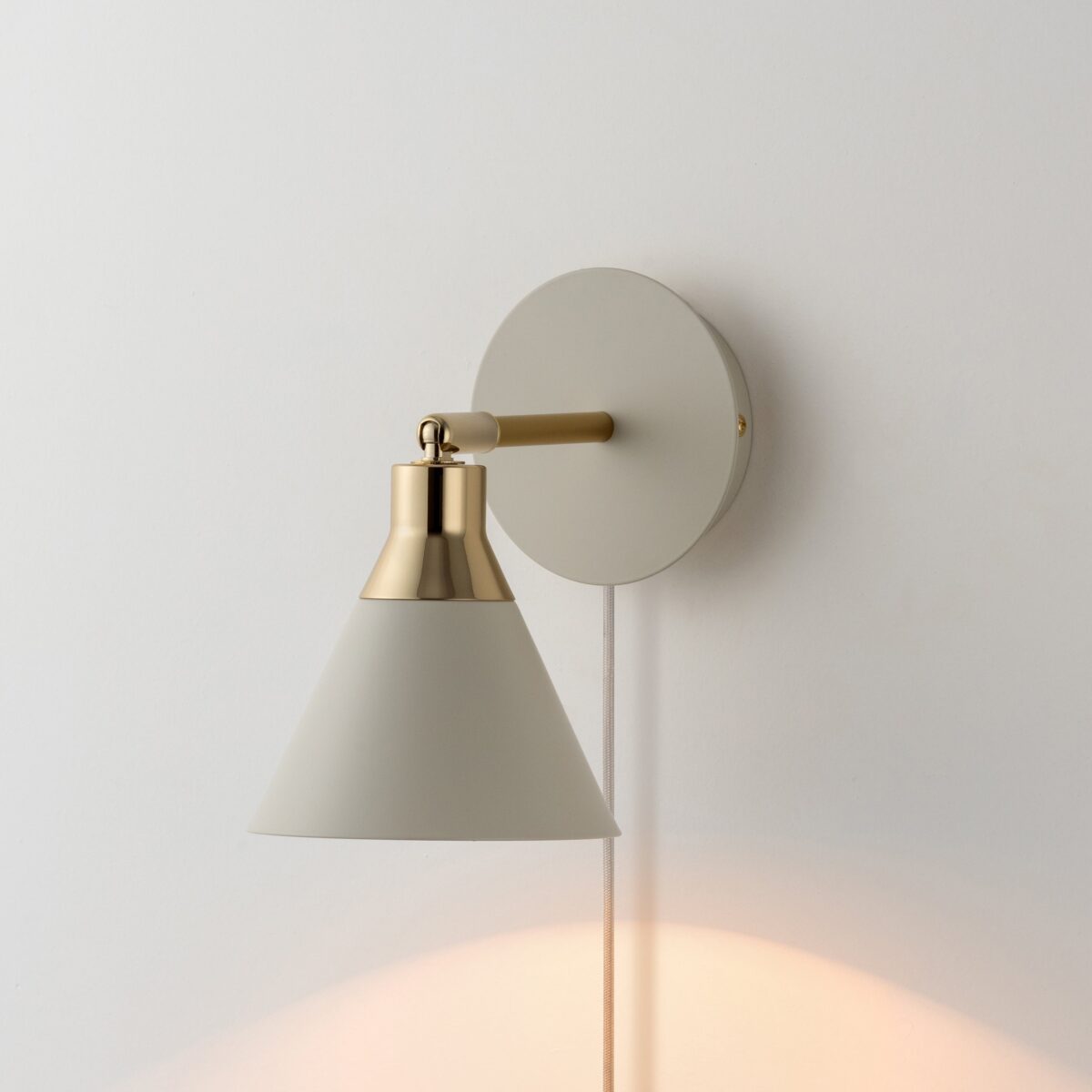 Sand grey cone plug-in wall light - Image 1