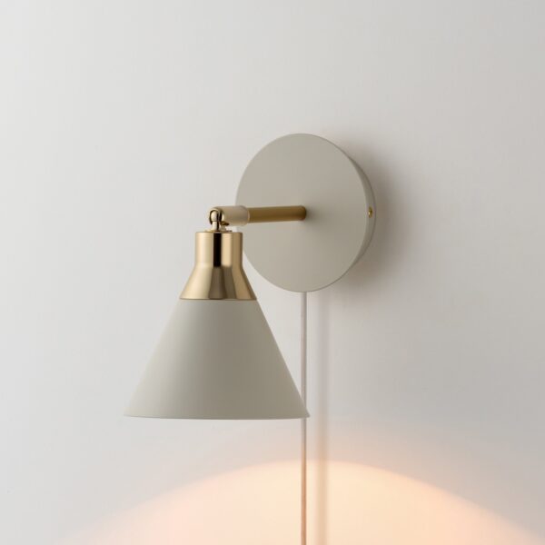Sand grey cone plug-in wall light