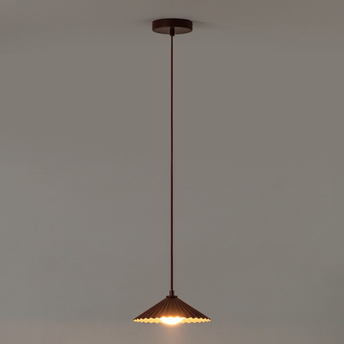 Burgundy small pleat pendant ceiling light - Image 10
