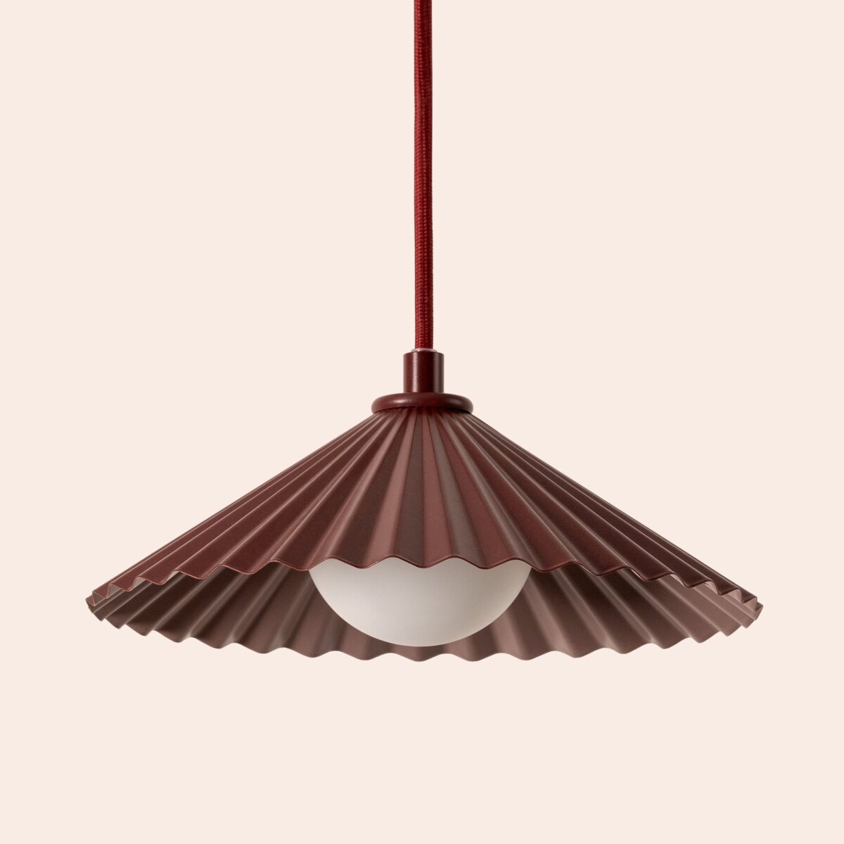Burgundy small pleat pendant ceiling light - Image 3
