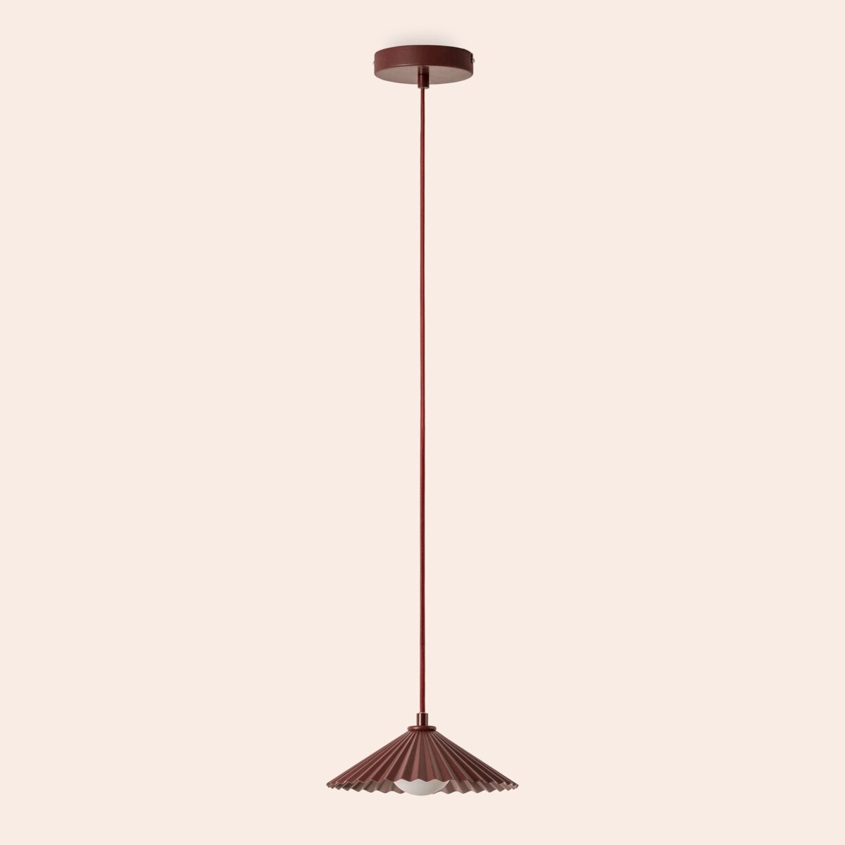 Burgundy small pleat pendant ceiling light - Image 13