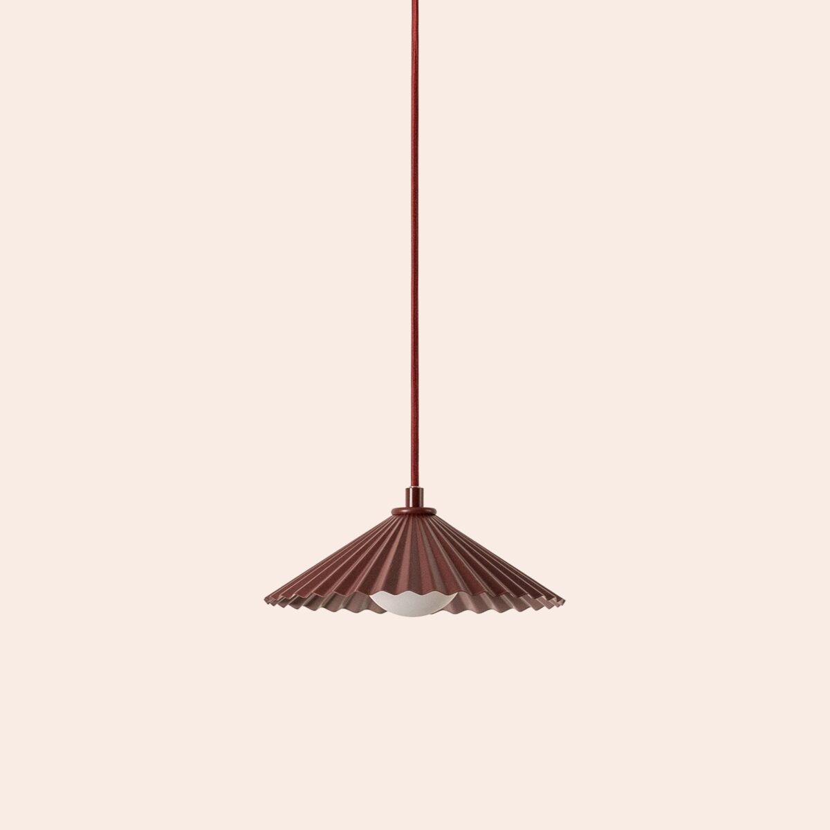 Burgundy small pleat pendant ceiling light - Image 1