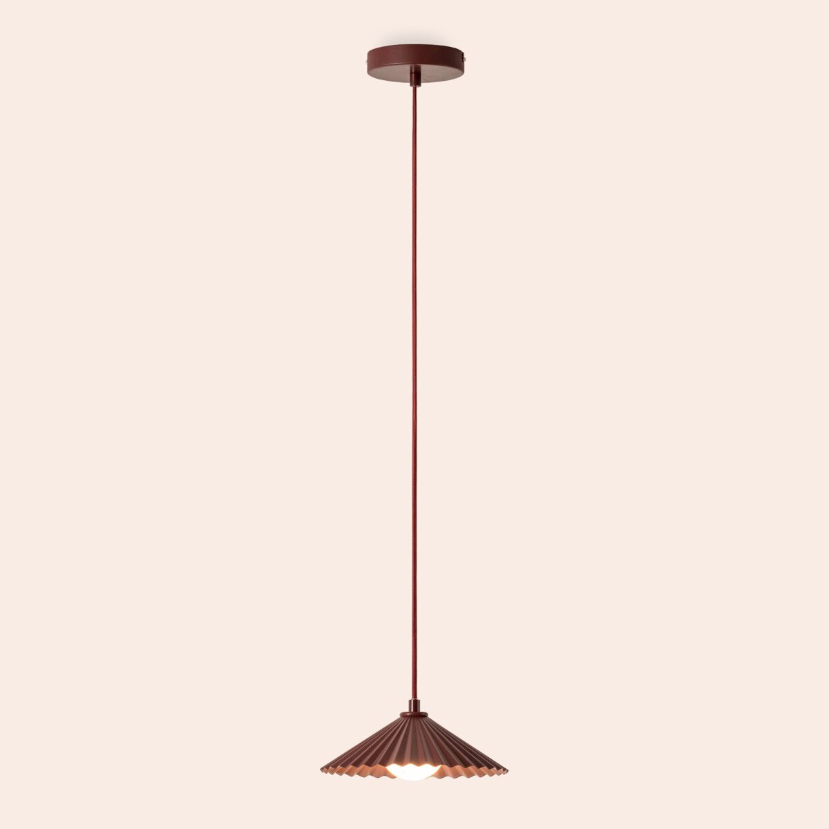 Burgundy small pleat pendant ceiling light - Image 14