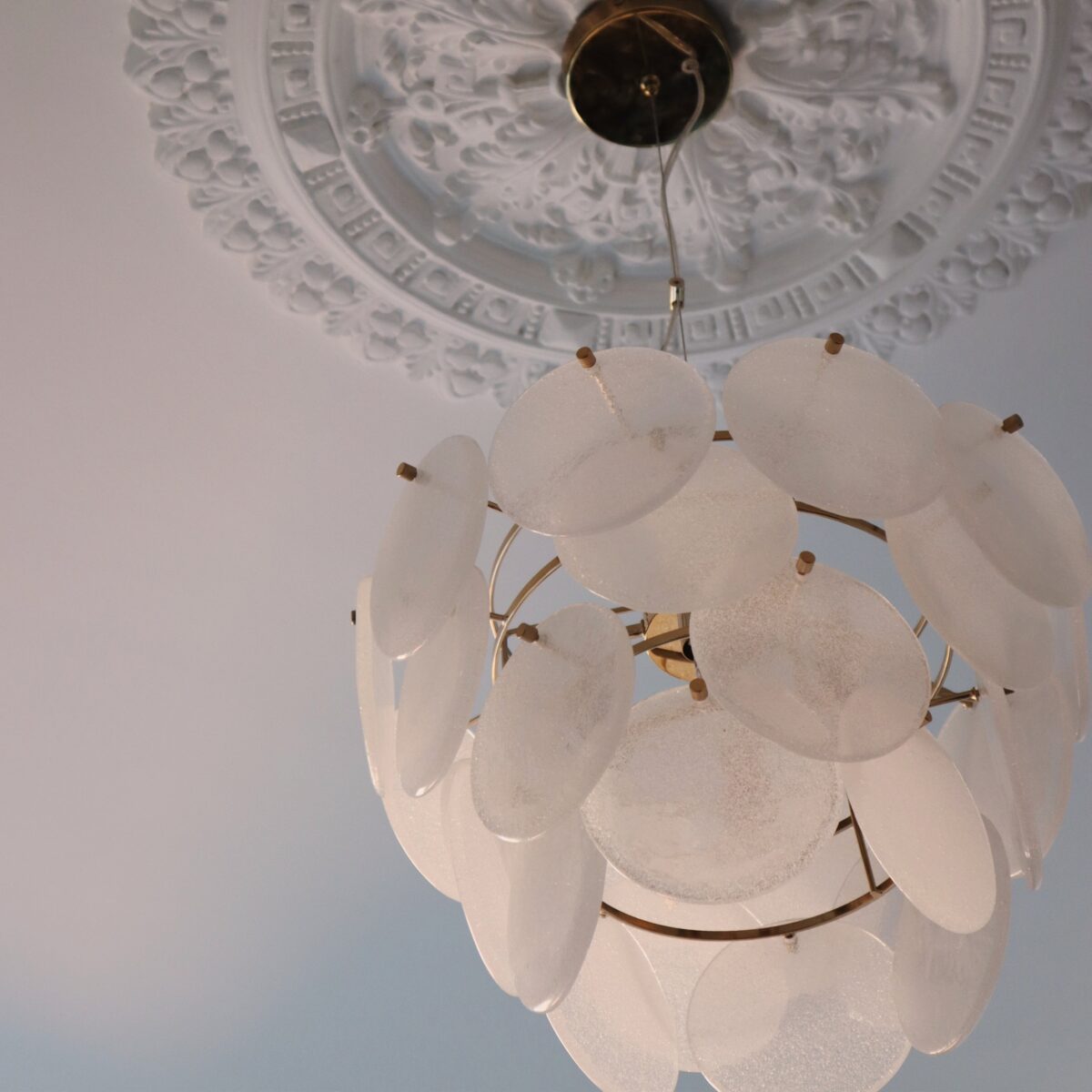 White glass chandelier ceiling light - Image 8