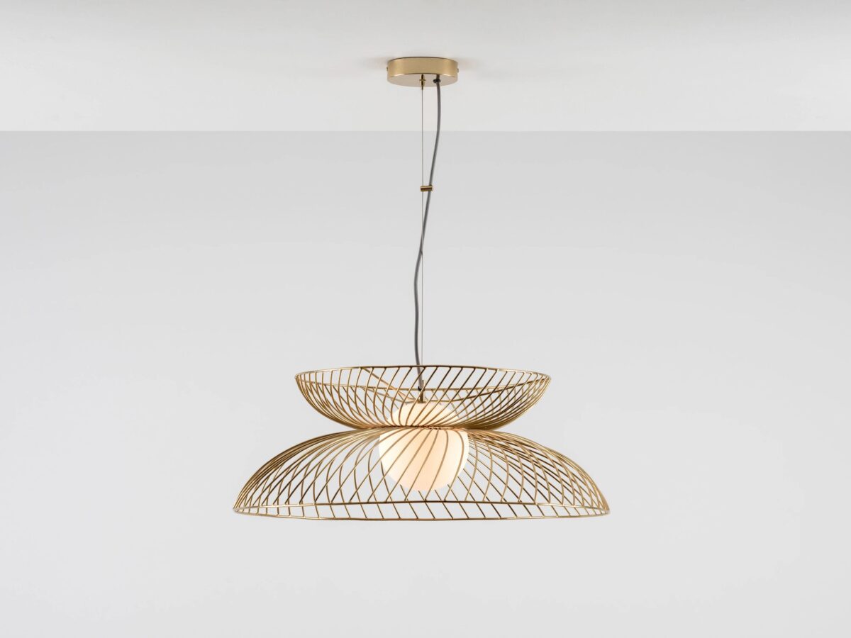 Brass cage ceiling light - Image 1