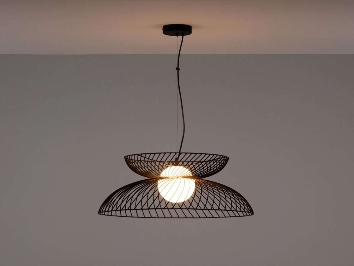 Charcoal grey cage ceiling light - Image 5