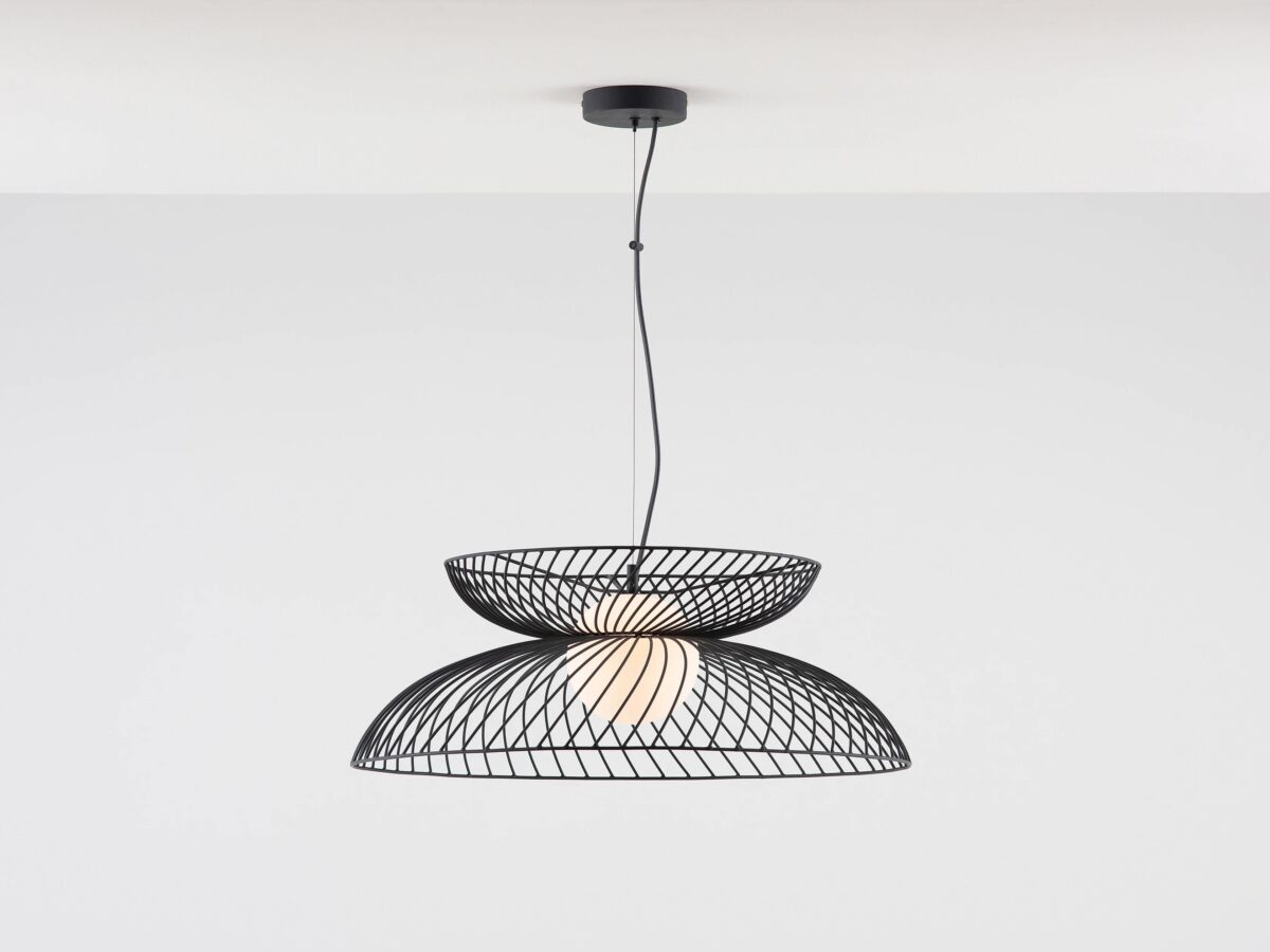 Charcoal grey cage ceiling light - Image 1