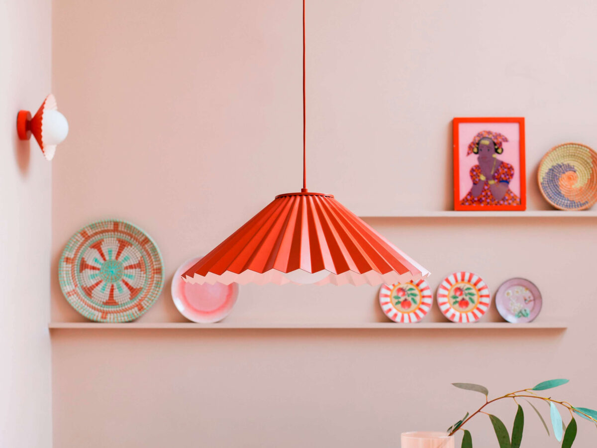 Burnt orange flush pleat wall light - Image 10