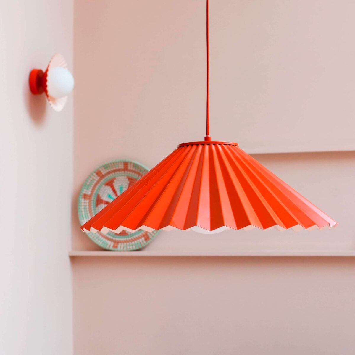Burnt orange flush pleat wall light - Image 7