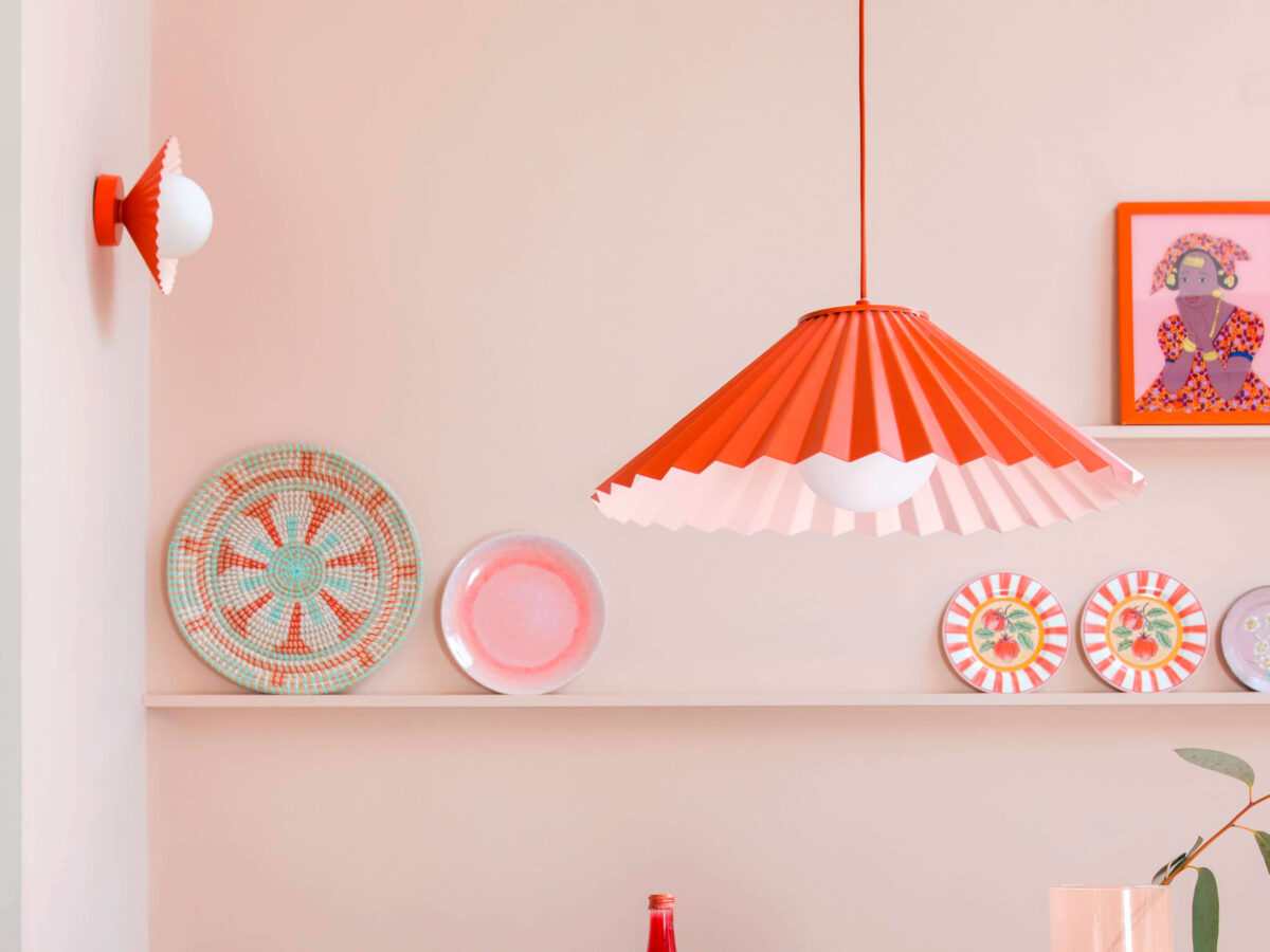Burnt orange flush pleat wall light - Image 9