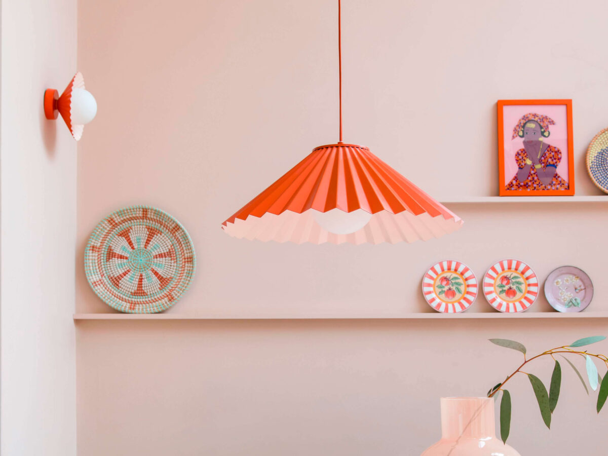 Burnt orange flush pleat wall light - Image 11