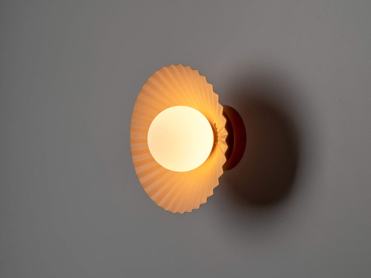 Burnt orange flush pleat wall light - Image 3