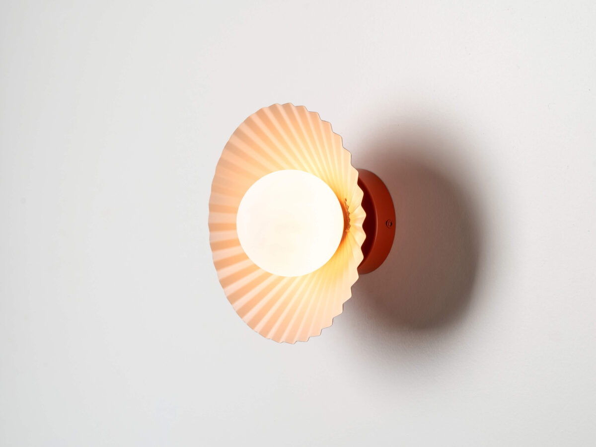 Burnt orange flush pleat wall light - Image 1