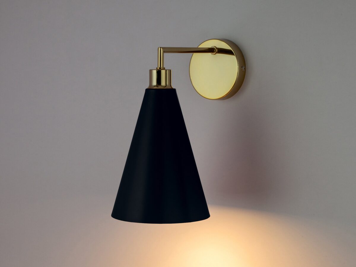Charcoal grey cone shade wall light - Image 5