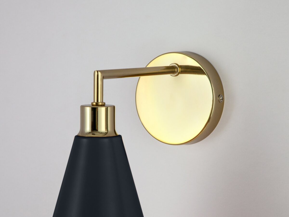 Charcoal grey cone shade wall light - Image 4