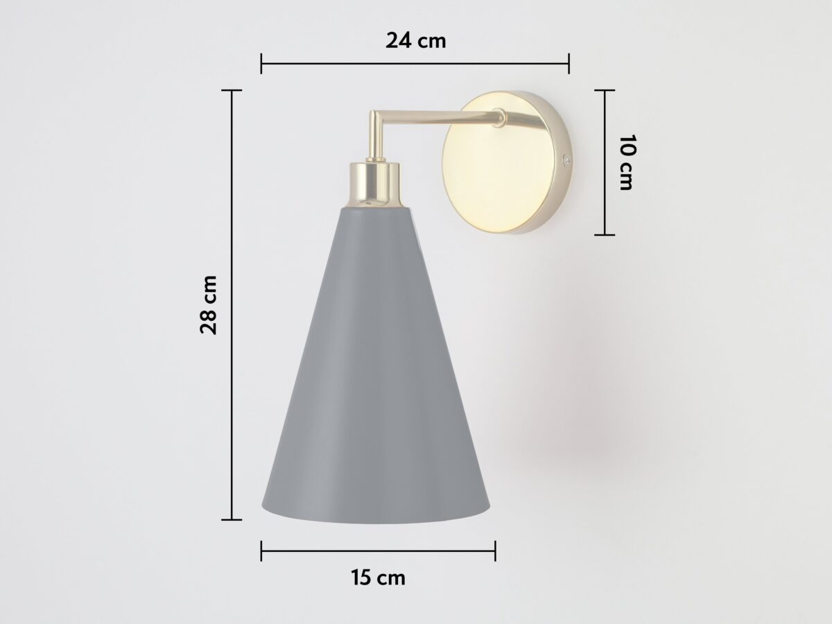 Charcoal grey cone shade wall light - Image 9