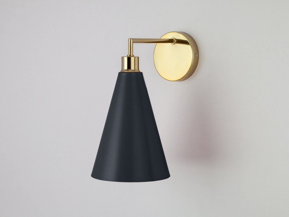 Charcoal grey cone shade wall light - Image 7