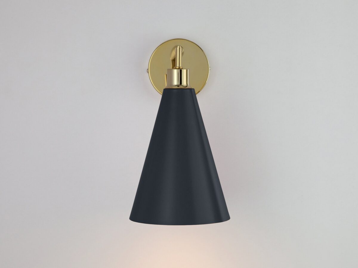 Charcoal grey cone shade wall light - Image 3
