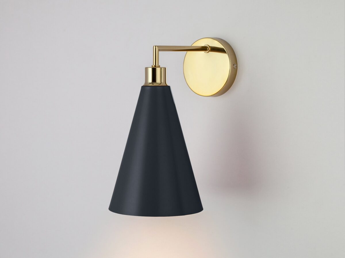Charcoal grey cone shade wall light - Image 1
