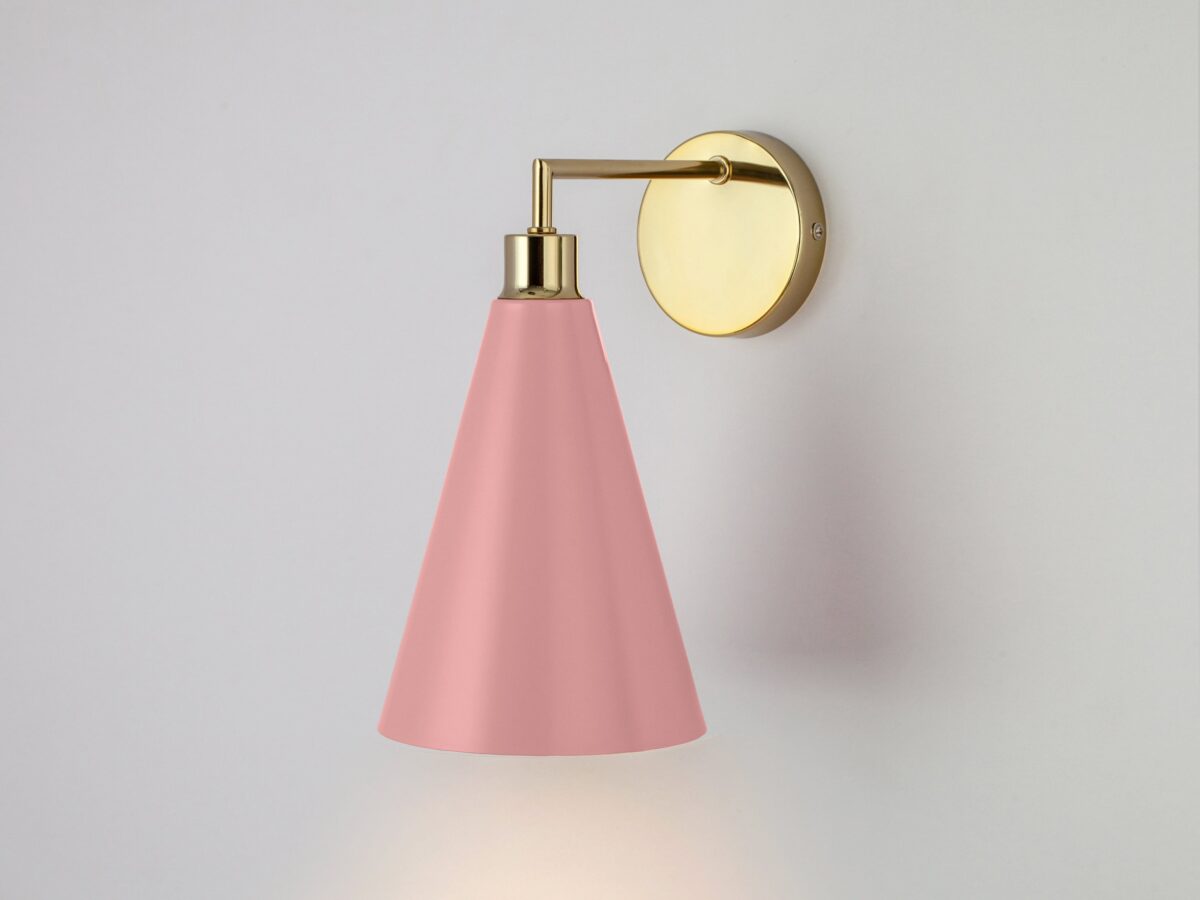 Pink cone shade wall light - Image 1