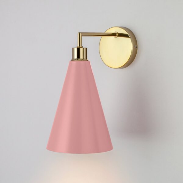 Pink cone shade wall light