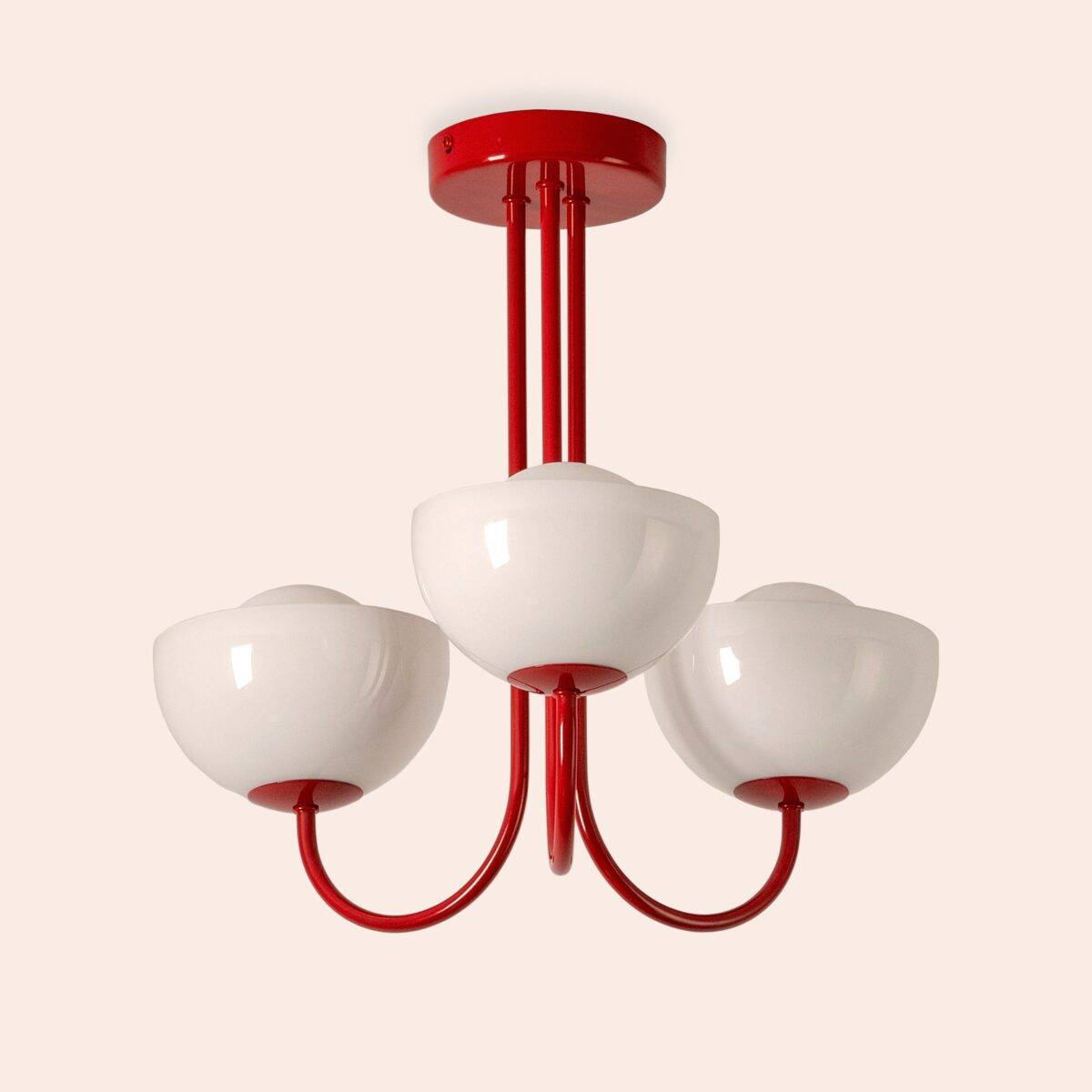 Jam Red 3‑Light Dome Flush Ceiling Light - Image 1