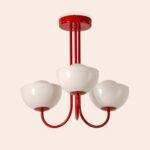Jam Red 3‑Light Dome Flush Ceiling Light