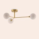 Brass 3‑Light Flush Ceiling Light
