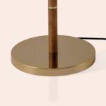 Wood & Brass Disk Floor Lamp (E27 Linen Shade, Ambient Bass Tone) - Image 4