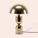 Brass Dome Mushroom Table Lamp (Integrated LED, 1970s Revival Statement)