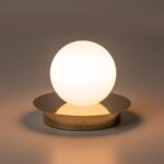 Brass Opal Disk Rechargeable Table Lamp (Cordless Ambient LED, 120 lm, Portable) - Image 2