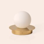 Brass Opal Disk Rechargeable Table Lamp (Cordless Ambient LED, 120 lm, Portable)
