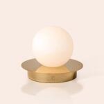 Brass Opal Disk Rechargeable Table Lamp (Cordless Ambient LED, 120 lm, Portable) - Image 9