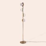 Brass Opal Disk Floor Lamp (Ambient LED × 4, Sculptural Stem)