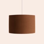 Bark Brown Check‑Lined Drum Shade (40 cm, Reversible Fit for Pendant or Lamp Base)