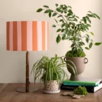 Peel Orange & Blossom Pink Striped Drum Shade (35 cm, Hand‑Printed Canvas, Reversible Fit) - Image 4