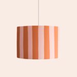 Peel Orange & Blossom Pink Striped Drum Shade (35 cm, Hand‑Printed Canvas, Reversible Fit)